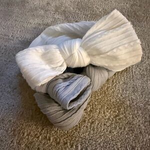 Claire's White and Light Gray Knotted Bow Headbands